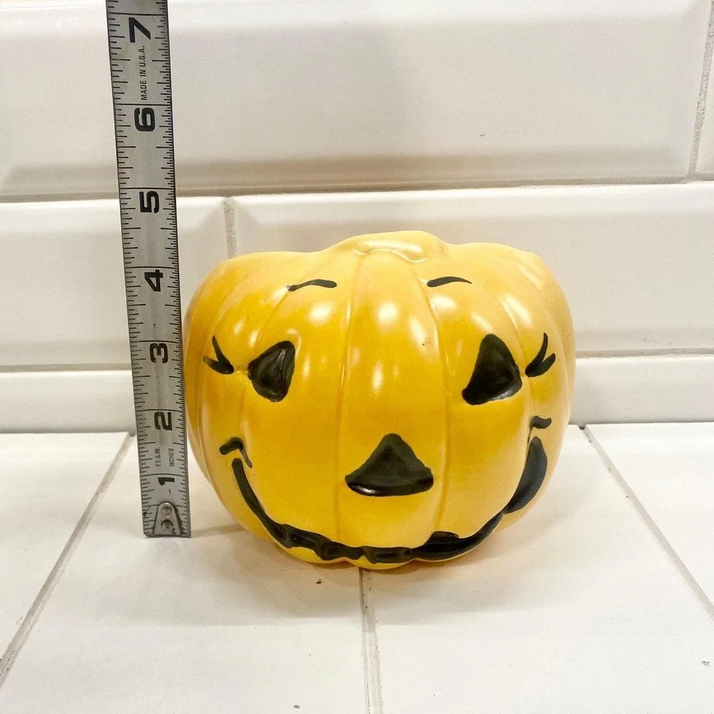 Vintage‎ Haeger Pottery Spooky Pumpkin Planter, Retro Halloween Bowl